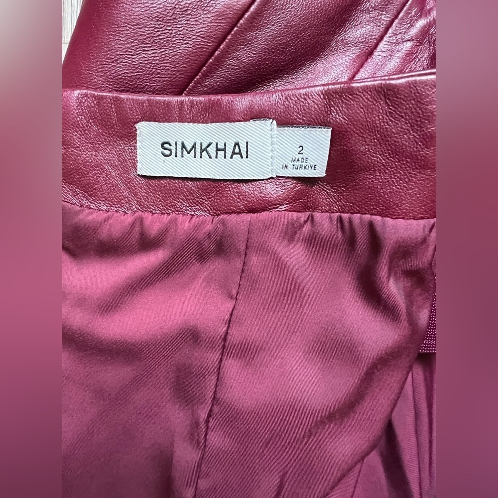 SIMKHAI Carrington Bustier Lambskin Gown In Cranberry ASO Taraji Size XS RUNWAY. - Picture 9 of 12